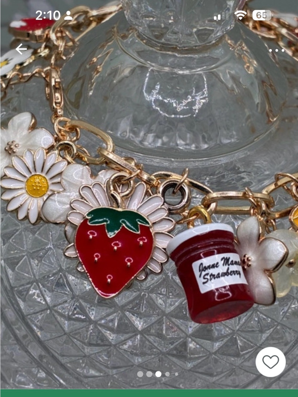 Gold-Tone Strawberry Charm Bracelet with Red & White Accents